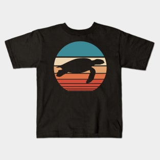 Turtle Retro Sunset Kids T-Shirt